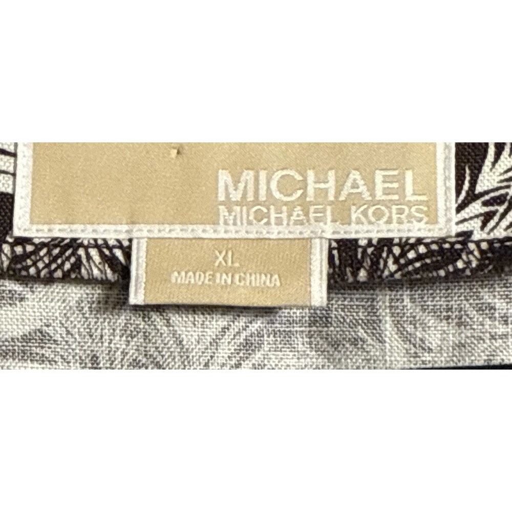 Michael Kors Brown White‎ Linen Palm Shirt - Picture 7 of 8